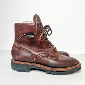 VTG White’s Boots Centennial Hiker Logger Brown Thick Vibram Sole Lace Up Size 5